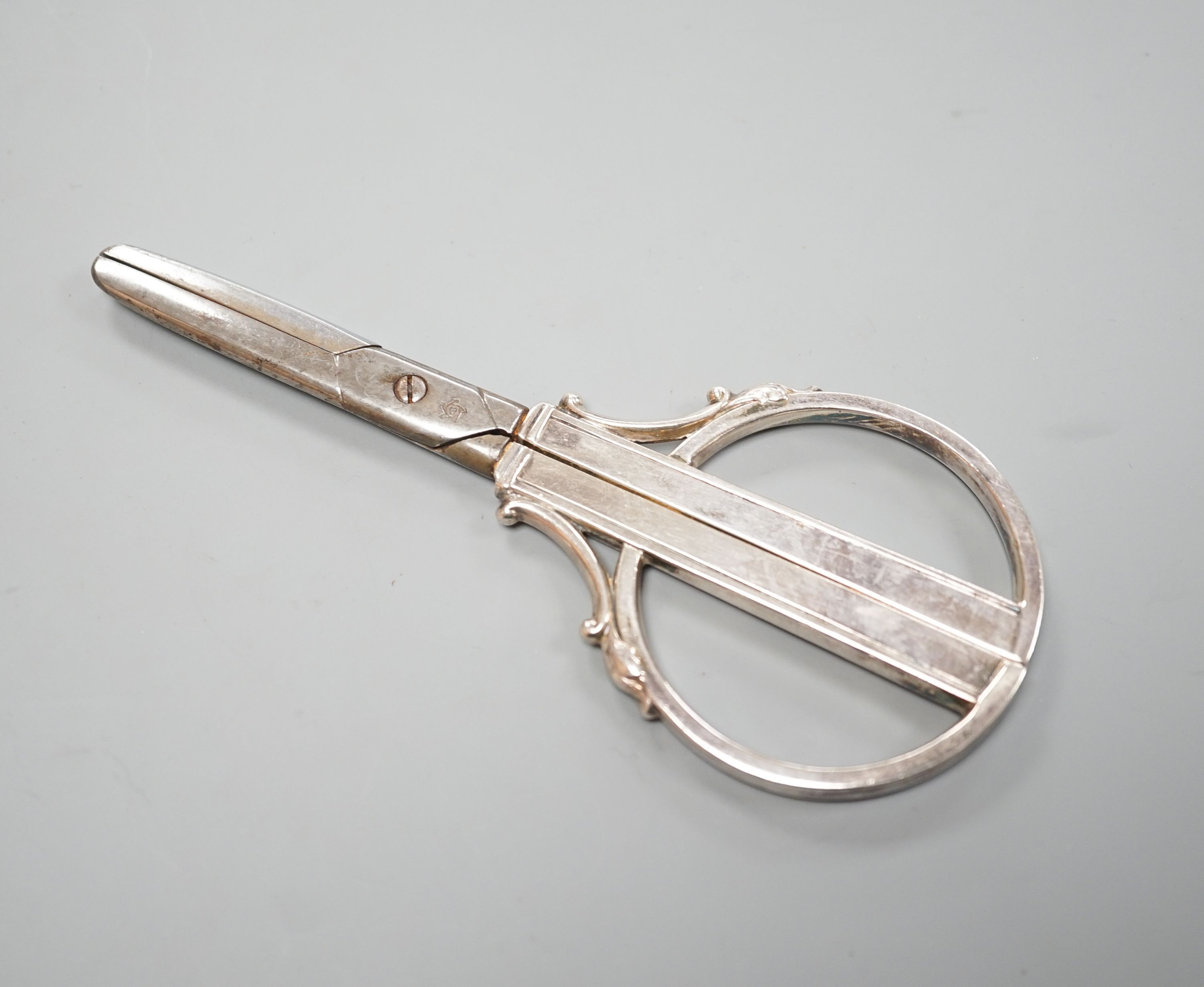 A pair of mid 20th century Danish sterling and steel scissors, by Svend Toxvaerd, 14.7cm.